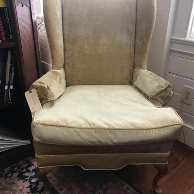 velvet wing back chair $295