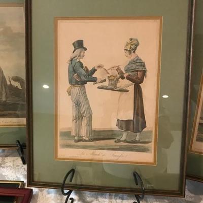 1817 tinted pastel etching $125 
La Marchande d'Eau de vie 20 X 15 3/4"