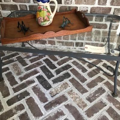 cast iron and glass coffee table $150
41 X 24 X 17"