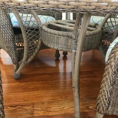 Lane Furniture glass and wicker table 52 X 31