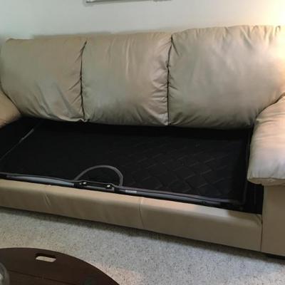 Tan Leather Sleeper Sofa by Italsofa