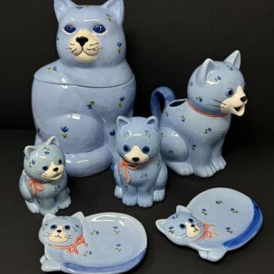  Handcrafted Otagiri Japan Blue Calico Cats Collection