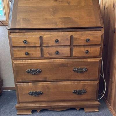 Slant-Front Writing Desk w/ Drop-Down Lid & Drawers