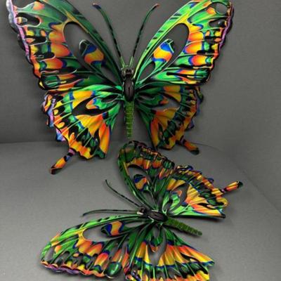 Multicolored Cut-Out Metal Butterfly Wall Art