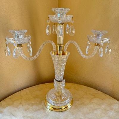Vintage Cut Crystal Three Candle Candelabra
