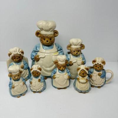 Otagiri Japan Handmade Teddy Bear Cookie Jar & Salt Pepper Set