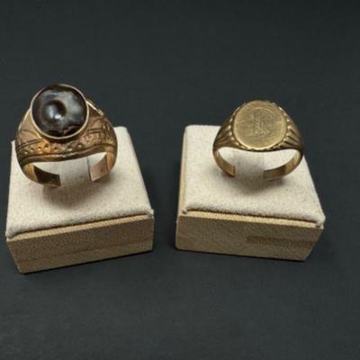 ﻿18k Gold Ring & 10k Victorian Style Signet