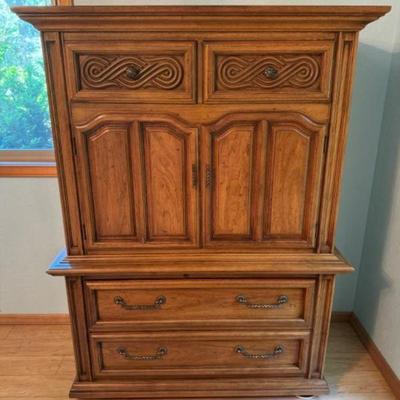 Vintage Thomasville Wood Armoire Dresser