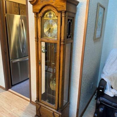 Howard Miller Grandfather Clock in Light Wood Case