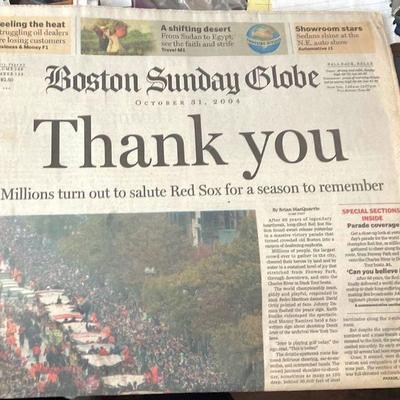 2004 Boston Globe RED SOX WIN , Two Piece Lot
