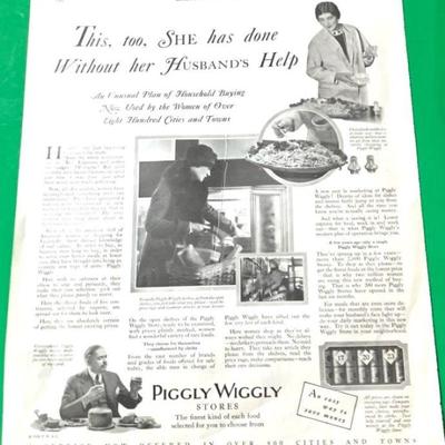 1928 Ad for "PIGGLY WIGGLY"
