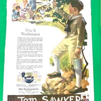 1930 Ad for "TOM SAWYER" Wash Wear or Boys
