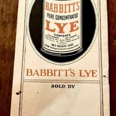 30 Page Booklet, "BABBITS LYE" , For The Kitchen
