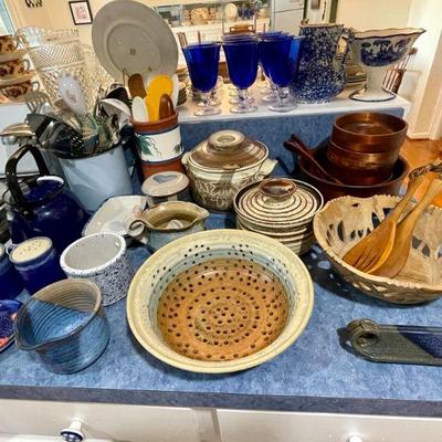 Stoneware cooking pots.