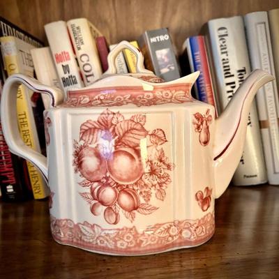 Vintage Godinger red transferware teapot