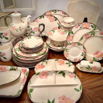 Franciscan "Desert Rose" 55+ pieces, including serving pieces, butter dish, coffee pot, mugs, bowls, plates, compote, platters,...