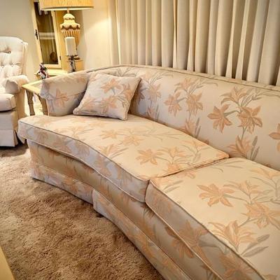 Vintage curved 100” sofa