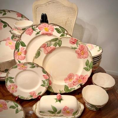 Franciscan "Desert Rose" 55+ pieces, including serving pieces, butter dish, coffee pot, mugs, bowls, plates, compote, platters,...