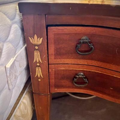 Pair of matching antique side tables with inlays
