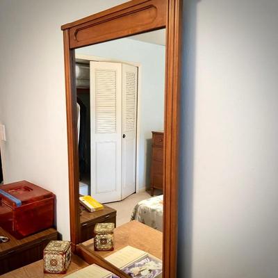Vintage bedroom suite, including dresser & mirror, bureau, desk, chest
