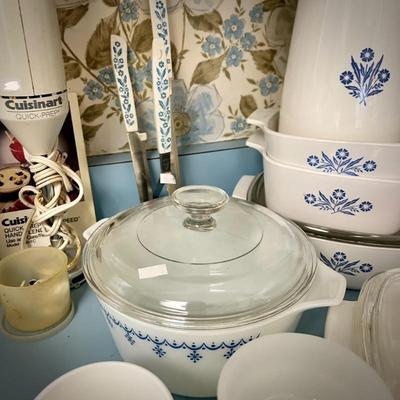 Vintage Corningware "Blue Cornflower" - casserole dishes, utensils, coffee pot