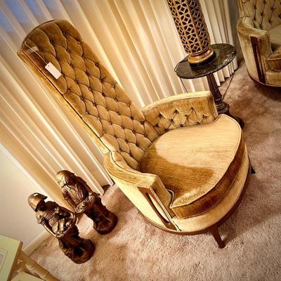 Two Hollywood Regency vintage high-backed chairs 