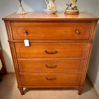 Vintage bedroom suite, including dresser & mirror, bureau, desk, chest