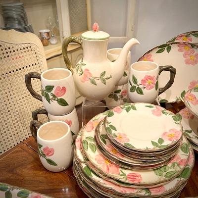 Franciscan "Desert Rose" 55+ pieces, including serving pieces, butter dish, coffee pot, mugs, bowls, plates, compote, platters,...