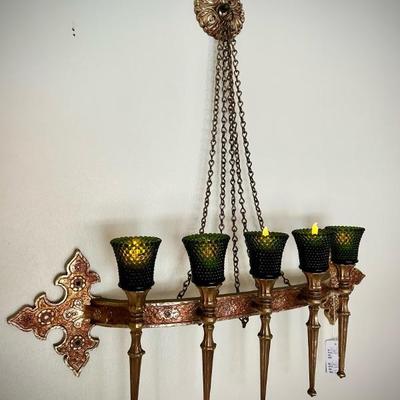Mid-century gothic candleabra wall hanging