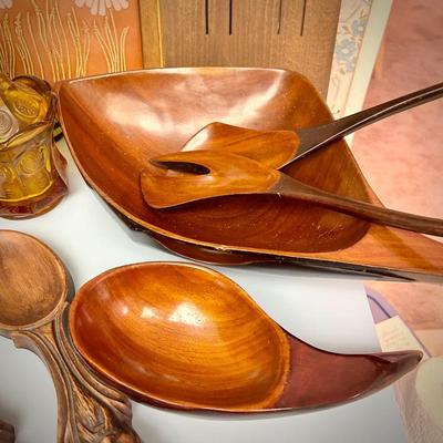 Vintage MCM teak and rosewood serveware