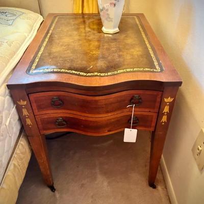 Pair of matching antique side tables with inlays