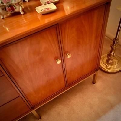 Vintage MCM Drexel "Sun Coast" bedroom suite - dresser & mirror (6 drawers + 3 sliding trays). Dresser 66" x 18"...