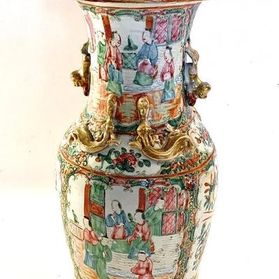 Antique 19th c. Chinese Famille Rose vase, ht. 14”