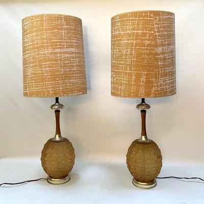 Pr. of mid century lamps w/ original shades