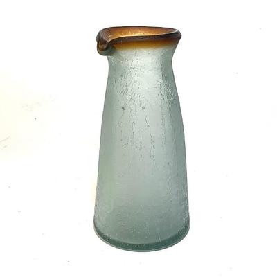 Mid Century blown crackle glass pitcher