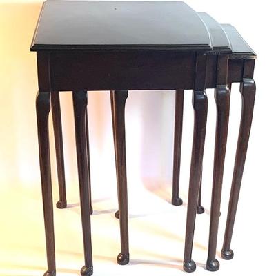 Mahogany nesting tables with Queen Anne feet