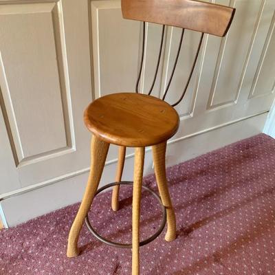 Hand crafted Ax Handle Stool made by and stamped Bradford  Woodworking