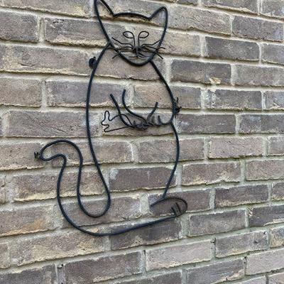 Yard art cat and mouse