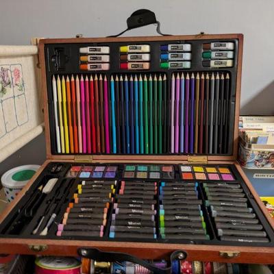 Art set with paints, pastels, colored pencils...