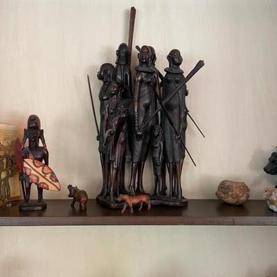 African Ebony Iron Sculpture of a Family 