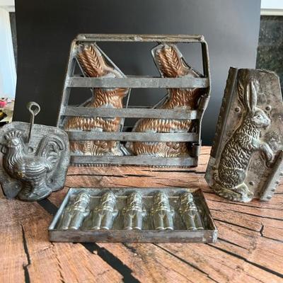 Assorted antique chocolate molds