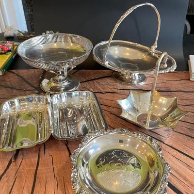 Silver plate—shell bowl, trays, coffee set, etc