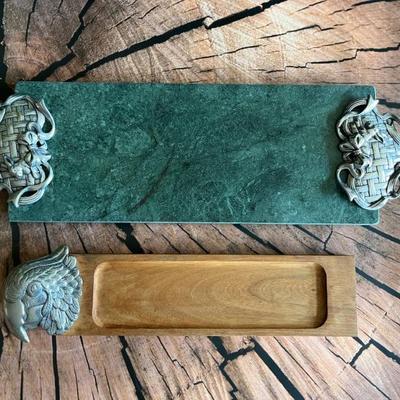A wide selection of Arthur Court trays and serving pieces