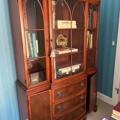 charming bookcase, china cabinet with marquetry and drawers