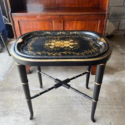 antique tole tray table