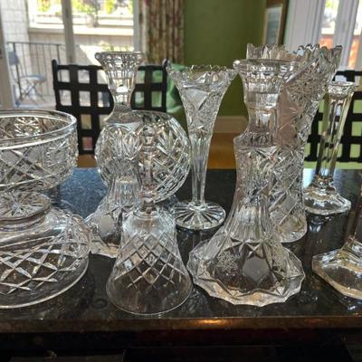 Assorted cut crystal serving pieces