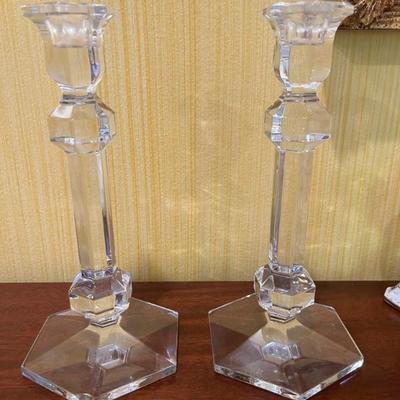 Val St Lambert crystal candlesticks
