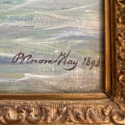 Large 19th century Italian oil painting, coastal scene, landscape, signed Bernardo Hay, dated 1898