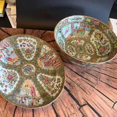 assorted pieces of 19th century Rose Medallion Chinese export porcelain