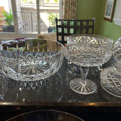Assorted cut crystal serving pieces